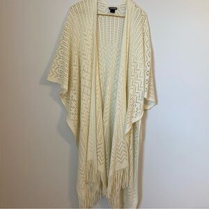Steve Madden Cream Cape with Fringe